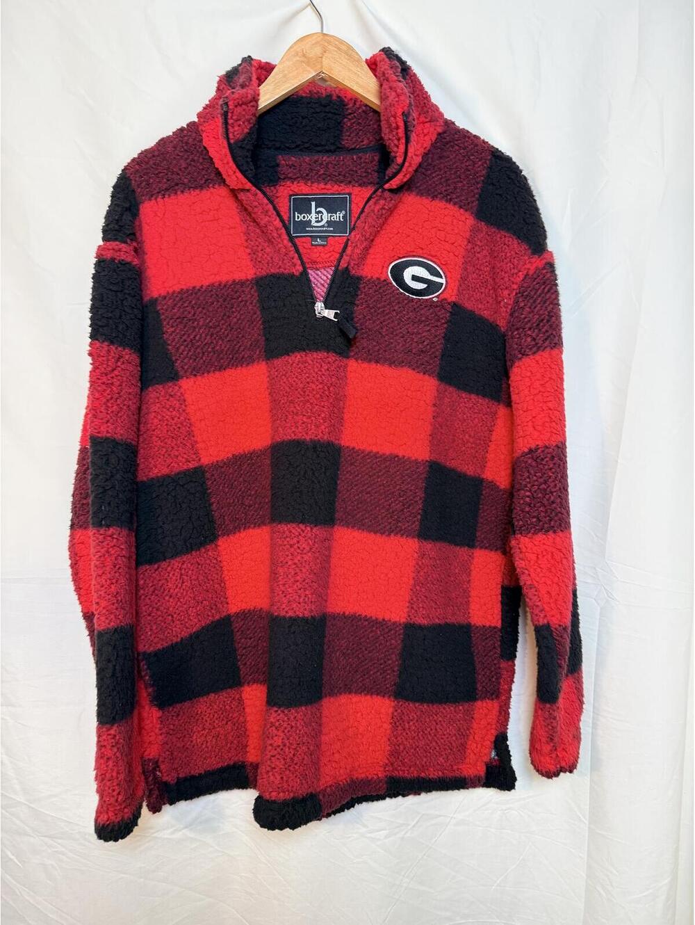 Georgia Bulldogs Boxercraft Buffalo Plaid Fleece Pullover Quarter Zip